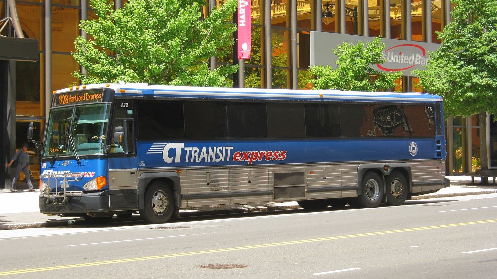 A CTtransit express bus in downtown Hartford