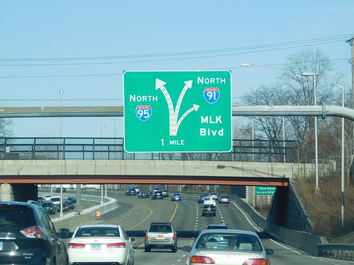 I-95 near the Howard Avenue overpass in New Haven