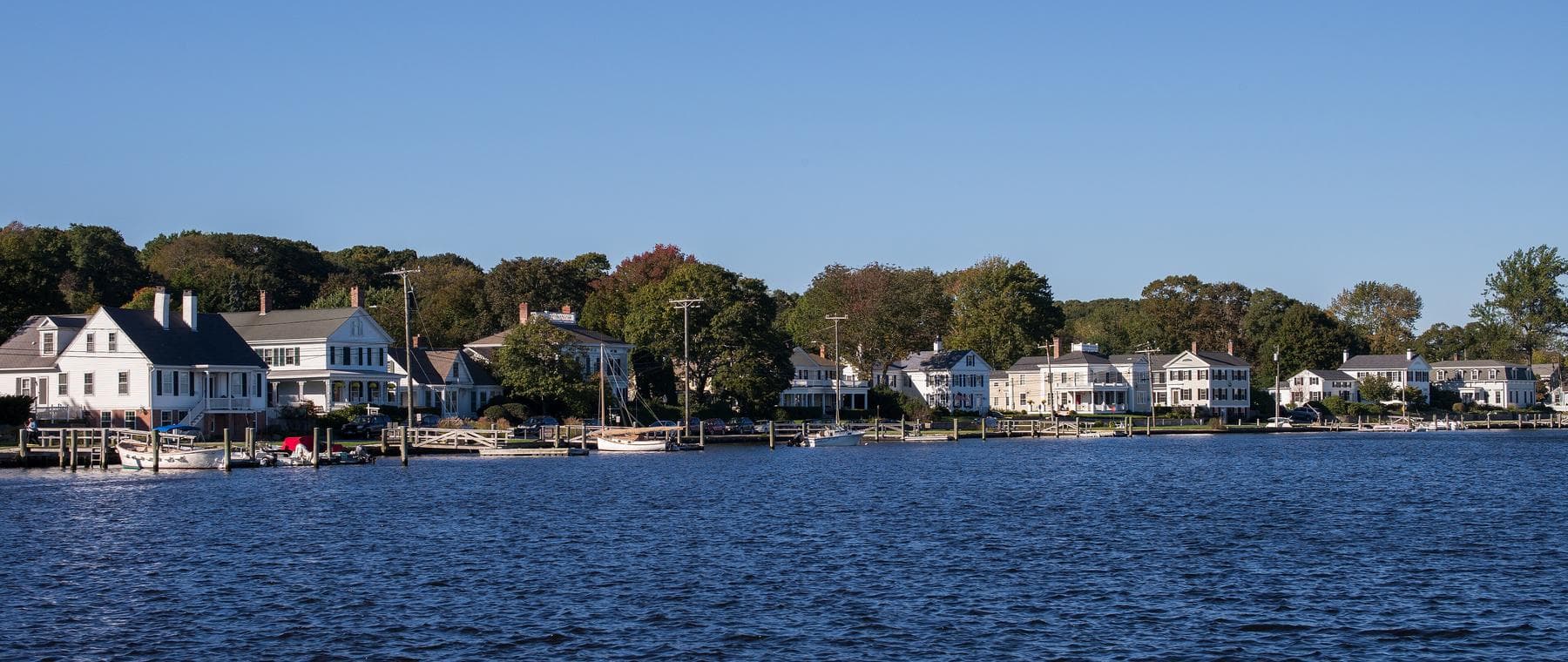 The drawbridge and downtown in Mystic, Connecticut