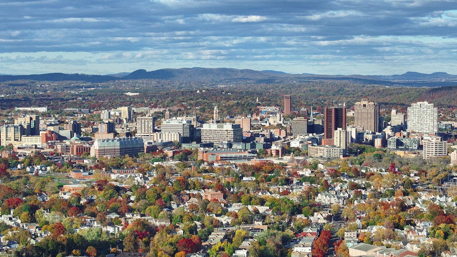 The New Haven, Connecticut skyline in autumn