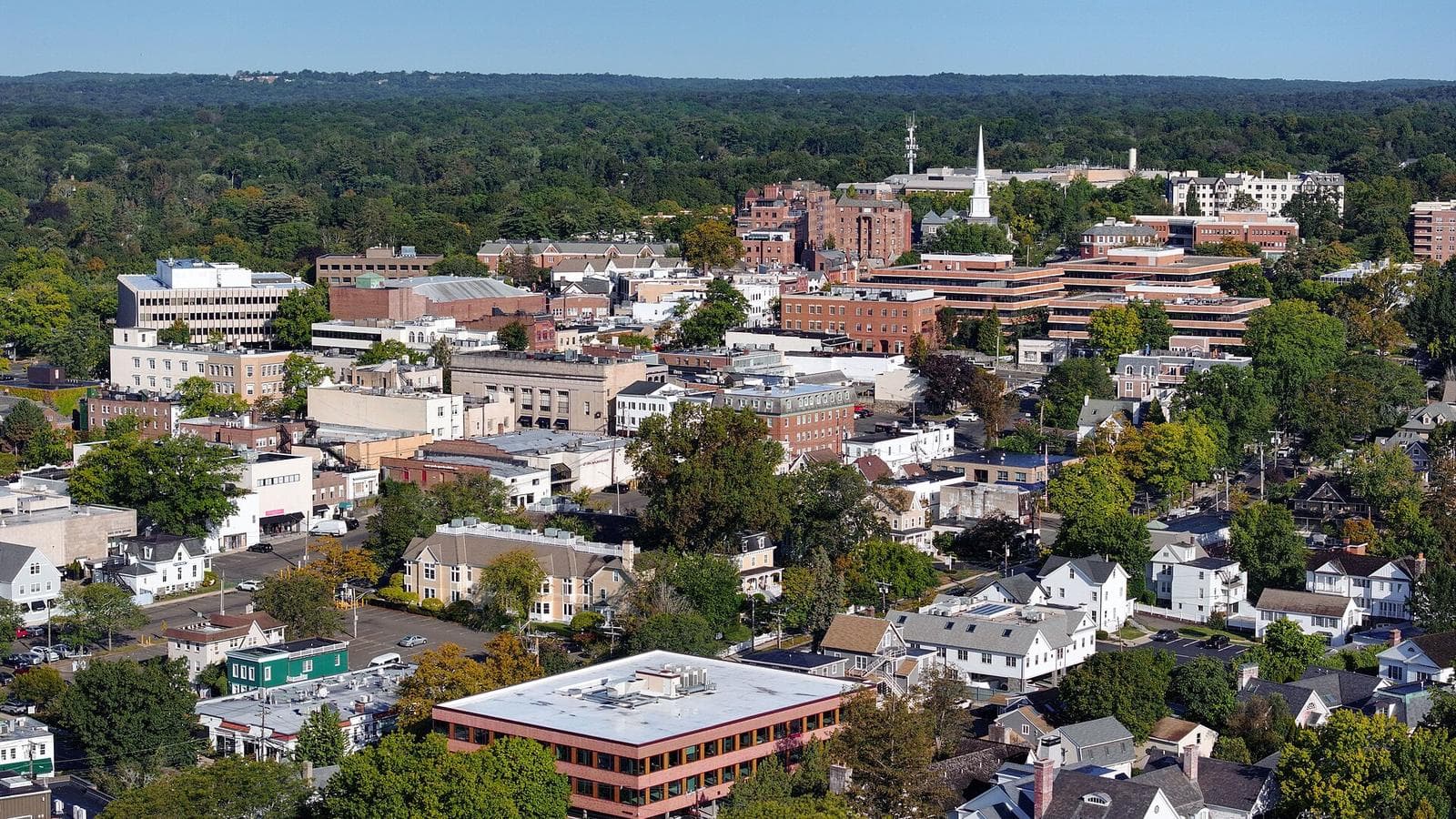 Downtown Greenwich, Connecticut, from above